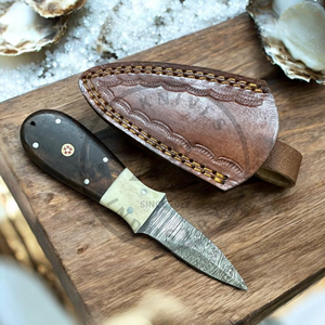 Couteau à huîtres artisanal écologique en acier Damas |   Couteau à huîtres professionnel avec étui en cuir de couleur personnalisée |   OEM - Product Image 3