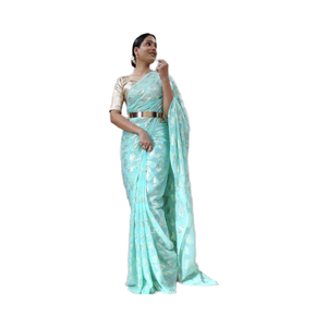 Sari de créateur prêt-à-porter Viscos Saree dernier cri exclusif vêtements de fête ethniques nuptiaux de qualité supérieure pour femmes filles - Product Image 1