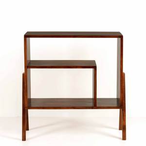 Meuble de rangement bas en bois massif de style Pierre Jeanneret, design Mid-Century Modern, avec pieds en V, petite bibliothèque et armoire de bureau - Product Image 2