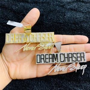 Colgante de Lujo con Nombre Personalizado de Moissanita VVS, Totalmente Cubierto de Piedras de Color Negro, Plata 925, Pasa el Test de Diamantes - Product Image 1