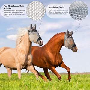 Masque anti-mouches pour chevaux en maille extensible et respirante avec protection UV pour les oreilles et les yeux, idéal pour l'extérieur - Product Image 4