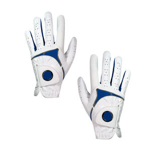Paire de gants de golf en cuir synthétique blanc et bleu roi, ultra doux, motif à pois, respirants et légers, vente en gros - Product Image 1