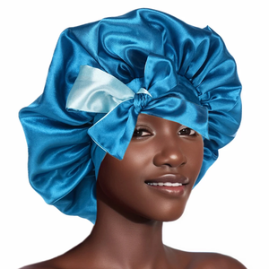 Bonnet de nuit en satin de soie 100% double couche, réglable, grand format, pour les soins des cheveux, unisexe, usage quotidien - Product Image 1