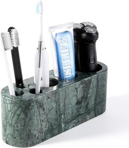 Soporte para cepillos de dientes para baños, organizador de cepillos de dientes de mármol con 6 ranuras, soporte para brochas de maquillaje, colección de almacenamiento de cepillos de dientes - Product Image 1