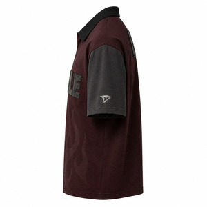 Streetwear <b>Shirt</b> Manufacturer Black Cherry Rugby Tee, Oversized Y2K Streetwear <b>Shirt</b> with Chenille Logo and <b>Flame</b> Graphic - Product Image 3