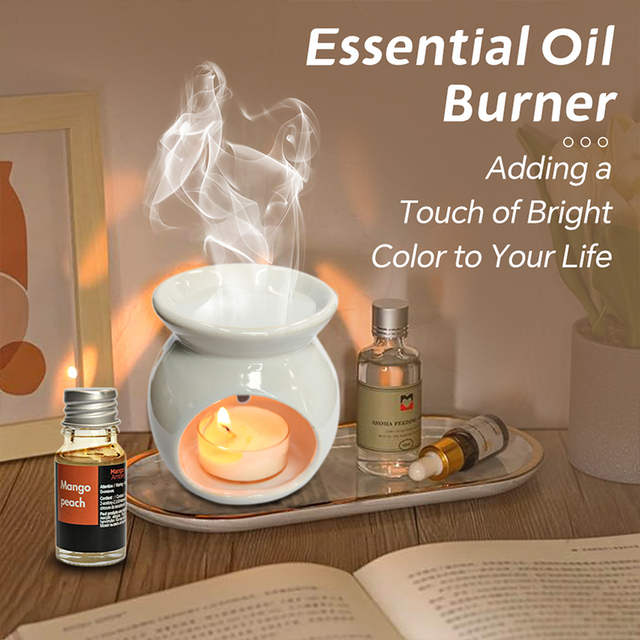 Set of 3x10ml Aromatherapy Essential Oil Burner and Ceramic Oil Diffuser Perfect Gift for Aromatherapy Enthusiasts