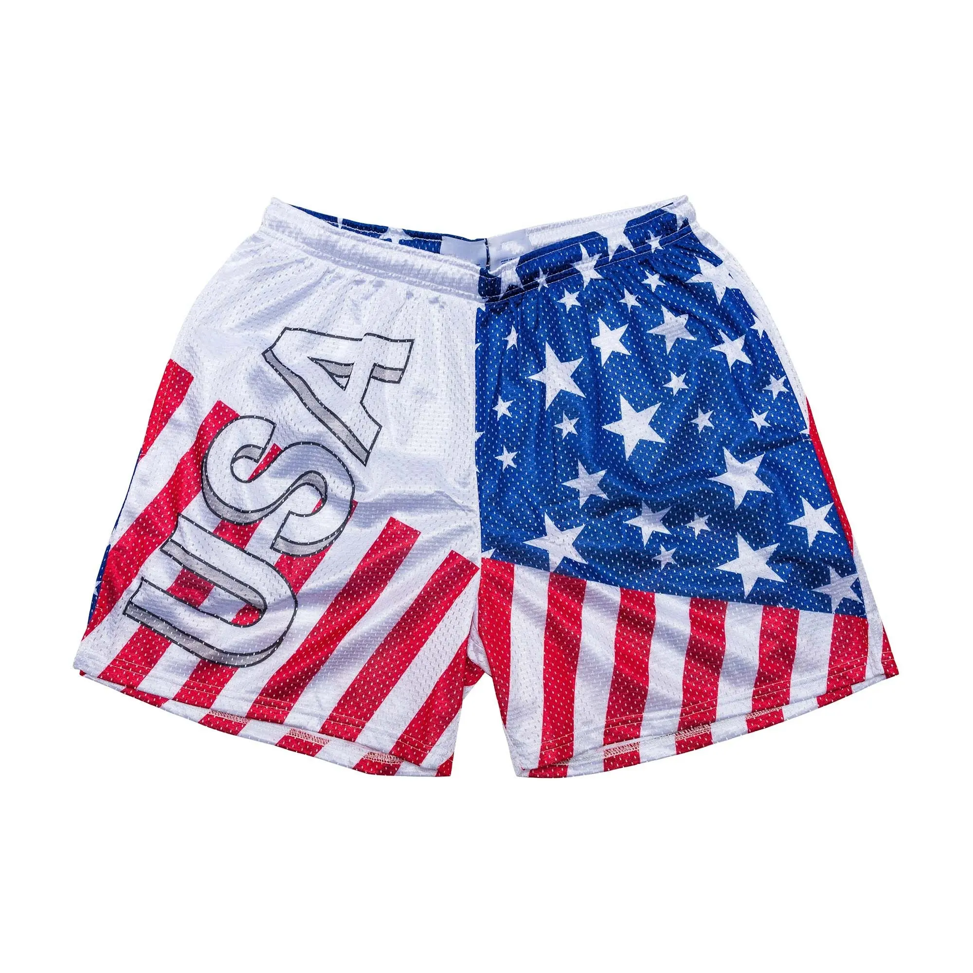 2024 Trend produkt Custom Mesh Shorts Amerikanische Flagge Sublimierter Druck 5.5 Schrittlänge Vivid Herren Shorts Shorts für Herren Luxus