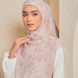 Custom Printed Cotton Voile Bawal <b>Hijab</b>, Wholesale <b>Square</b> Tudung Scarf, Malaysian Indonesian Muslim Women’s Veil Shawl - Product Image 4
