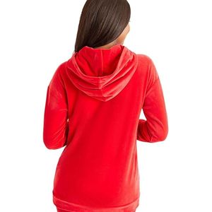 INDEX Women Red Hooded <b>Sweatshirt</b> Long Sleeve <b>Velour</b> Sequined Pullover Winter Casual Style - Product Image 2