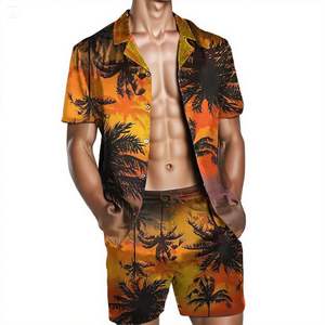 Ensemble de plage pour homme, chemise à manches courtes à imprimé floral, short assorti, tenue décontractée estivale colorée, ensemble deux pièces pour homme - Product Image 6