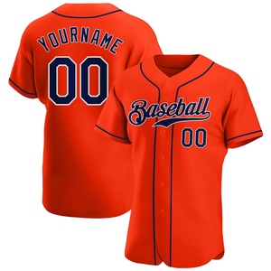 Maillot de baseball authentique orange, marine et blanc, personnalisé pour l'industrie manufacturière, vente en gros directe - Product Image 1