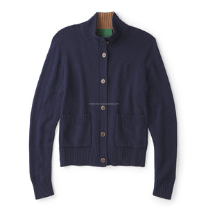 Cárdigan de Punto Acrílico Sólido de Manga Larga para Mujer, Estilo Casual de Invierno, Holgado, con Cuello Vuelto y Abotonadura Sencilla - Product Image 1