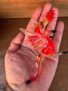 Handcrafted Glass <b>Dragon</b> Figurine Red Orange Transparent Contemporary <b>Art</b> Decor Living Room Display 14+ Years Old - Product Image 3