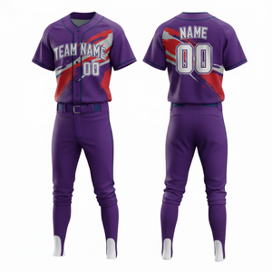 Uniforme de Béisbol Personalizable y Transpirable con Cuello en V, Pantalones y Camiseta de Alta Calidad con Estampado Sublimado - Product Image 3