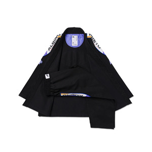 Kimono de Jiu-Jitsu Noir 100% Coton Coupe Classique Unisexe Adulte Tenue d'Arts Martiaux Logo Imprimé par Sublimation Dos et Col - Product Image 1
