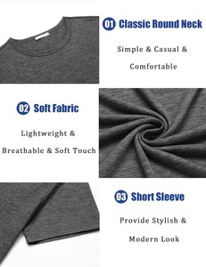 Camiseta de Algodón Suave para Hombre, Venta al por Mayor, Estilo Casual Elegante, Manga Corta, Cuello Redondo, Transpirable, de Secado Rápido, Ecológica, Ligera y Cómoda - Product Image 6