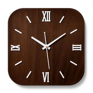 Modern Wood Grain <b>Square</b> Hanging Wall Clock Roman Numeral Analog Silent Quartz Easy Read Decorative Timepiece for Living Room - Product Image 1
