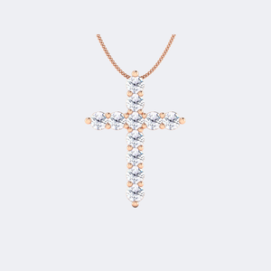 Collar con colgante de cruz con engaste de puntas y corte redondo de 0.90 quilates - Product Image 3