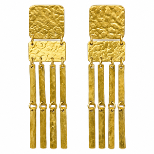 Boucles d'oreilles pendantes étoile en laiton doré avec breloques disque, bijoux géométriques tendance, accessoires de mode en gros - Product Image 5
