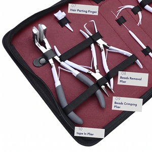 Kit d'application avancé pour extensions capillaires : Pince à perles I-Tip, Outil de pose pour extensions adhésives, Coupe-fil, Aiguille à crochet, Peigne, Pinces de sectionnement - Product Image 4