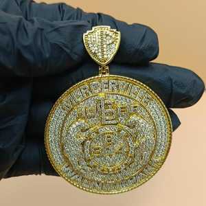 VVS Moissanite Custom Latter Iced Out <b>Pendant</b> 925 <b>Silver</b> <b>Pendant</b> <b>Initial</b> Two Tone Logo <b>Pendant</b> For Men's Custom Circle Latter - Product Image 2