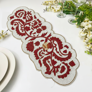 Modern Beaded Handmade Embroidered Floral Custom Length <b>Table</b> <b>Runner</b> Placemat Factory - Product Image 5
