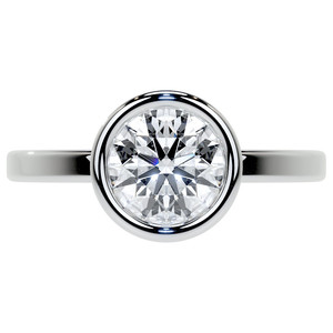 Anillo de compromiso con moissanita incolora de 1.3 CT, corte redondo, engaste de bisel, halo oculto, oro blanco de 14K, anillo de propuesta, regalo de aniversario - Product Image 2