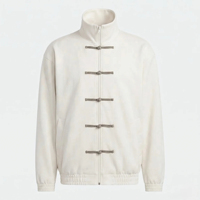 Veste en jean unisexe de style chinois, col montant, fermeture éclair, couleur unie, vêtement d'hiver, coupe classique