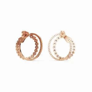 ต่างหูเพชรทรงกลมประดับเพชรเม็ดกลม 108 เม็ด สำหรับผู้หญิง - Product Image 2