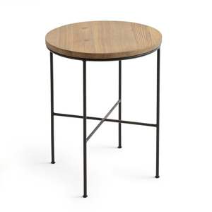 Table d'appoint bohème en fer avec plateau en bois, idéale pour les coins douillets, avec base en fer artistique et surface en bois massif - Product Image 3