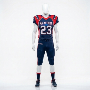 Uniforme de football américain MA-ATTIERA pour hommes, ensemble de maillot et pantalon en polyester respirant, numéro 23, design rouge, bleu et blanc - Product Image 1