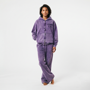 Wholesale Custom Women Tracksuit Trendy Acid Wash Track Suit Solid Color Cotton <b>Sweatpants</b> <b>Set</b> Two Piece Full Zip Manufacture - Product Image 2