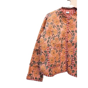 Indian Cotton Hand Block Floral Printed Kantha <b>Quilted</b> Breathable Stripe Women Summer Bohemian Style <b>Jackets</b> Pure Best Quality - Product Image 2