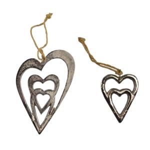 Décoration de Noël en métal en forme de cœur avec finition plaquée pour suspendre, idéale pour la décoration intérieure - Product Image 1