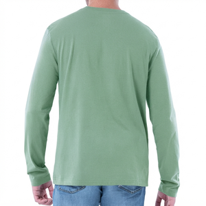 เสื้อยืดแขนยาวผู้ชาย ผ้าฝ้าย ระบายอากาศดี ดีไซน์เรียบง่าย สีพื้น ใส่สบายๆ สำหรับกิจกรรมกลางแจ้ง ราคาถูก เสื้อยืดแขนยาวผู้ชาย - Product Image 2