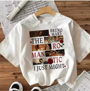 Camiseta Estampada Romántica I Just Might de Bruno Mars, Unisex, Manga Corta, Cuello Redondo, Corte Holgado, Informal, Primavera Verano, 100% Algodón Suave - Product Image 1