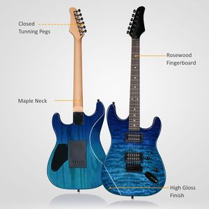 Basso Elettrico di Alta Qualità da 39 Pollici con Fondo e Fasce in Mogano, Blu Trasparente, per Principianti - Product Image 6