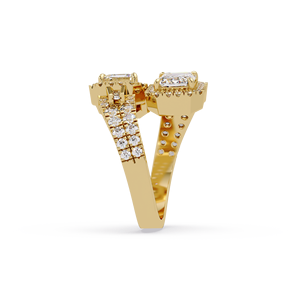 Hip Hop 925 Sliver VVS Moissanite Diamond Toi Et Moi <b>Ring</b> Double Emerald Cut Iced Out Halo Bypass Wedding <b>Ring</b> For Women - Product Image 4
