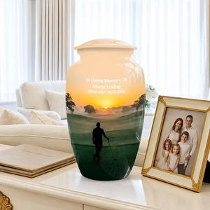 Urna Funeraria Personalizada, Recuerdo Conmemorativo, Diseño de Atardecer en Campo de Golf, para Recordar a un Ser Querido - Product Image 6