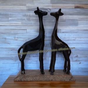 Figura de jirafa de metal moderna, par de esculturas de animales de aluminio con base rectangular, impresión personalizada, decoración del hogar y artículos de regalo - Product Image 6