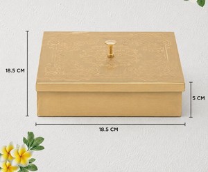 Modern Iron Spice Organizer <b>Box</b> with Engraved Lid Multipurpose Kitchen Storage Container for Spices Square Iron Masala Dabba - Product Image 2