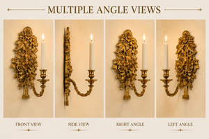 Classic Venetian Baroque Luxury Wall <b>Sconce</b> Vintage Decorative Wall <b>Light</b> with Ornamental Mirror Details Elegant Brass Framework - Product Image 4