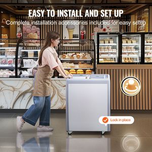 Vetrina refrigerata commerciale da 5,6 piedi cubi per gelato, con 2 vetrine espositive per gelato e congelatore verticale mobile con piano in vetro per uso ristorazione - Product Image 6
