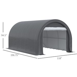 Tenda da parcheggio/porto auto portatile resistente 16FT X 10FT con porta a cerniera grande, copertura in PE anti-UV per auto e camion, in HDPE per deposito/temporanea conservazione - Product Image 3