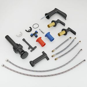 Rubinetto da Bagno Nero a 3 Fori da 8 Pollici con Doppia Leva e Scarico a Scomparsa per Lavabo - Product Image 6