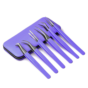 Pinces à cils en acier inoxydable avec pointes en fibre pour extensions de cils, outils professionnels pour greffe de cils - Product Image 1