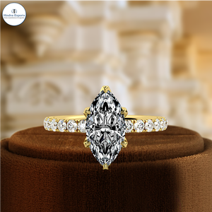 แหวนเพชรทรงมาร์คีส์ 1.5 กะรัต เพาะเลี้ยงในห้องปฏิบัติการ, แหวนทอง 14K แบบคลาสสิกประดับเพชร, แหวนแต่งงานรับรองโดย IGI, แหวนเพชรเม็ดเดี่ยวสำหรับเจ้าสาว - Product Image 2