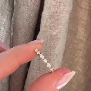 Anillo de Eternidad Completo Apilable de Oro 14k 18k con Diamante Marquise de 1 Quilate Cultivado en Laboratorio, Engastado con Puntas, Certificado IGI, para Boda de Mujer - Product Image 5