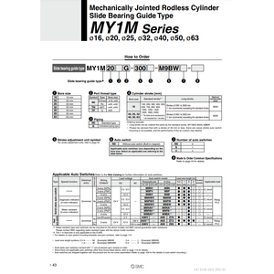 Catégorie de produit Cylindre sans tige pneumatique SMC MY1M20-250 cylindres mécaniquement articulés - Product Image 2