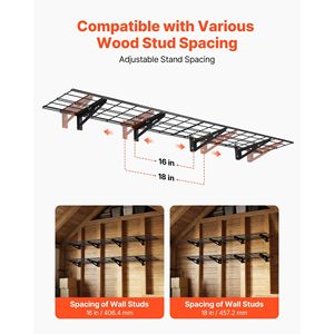 Set di 4 Scaffali a Muro in Acciaio a 2 Livelli per Garage, 1 x 3 Piedi con Ripiani Flottanti 12 x 72 Pollici per Ripiano - Product Image 3